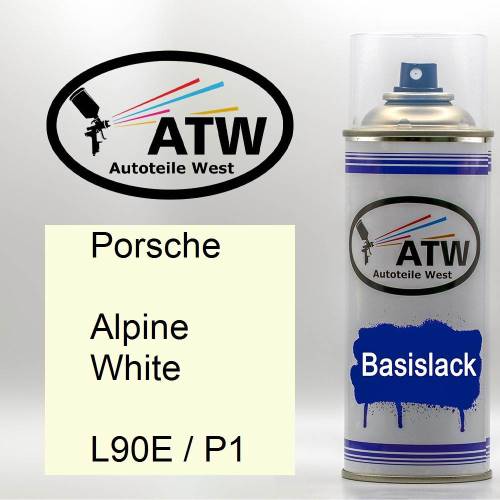 Porsche, Alpine White, L90E / P1: 400ml Sprühdose, von ATW Autoteile West.